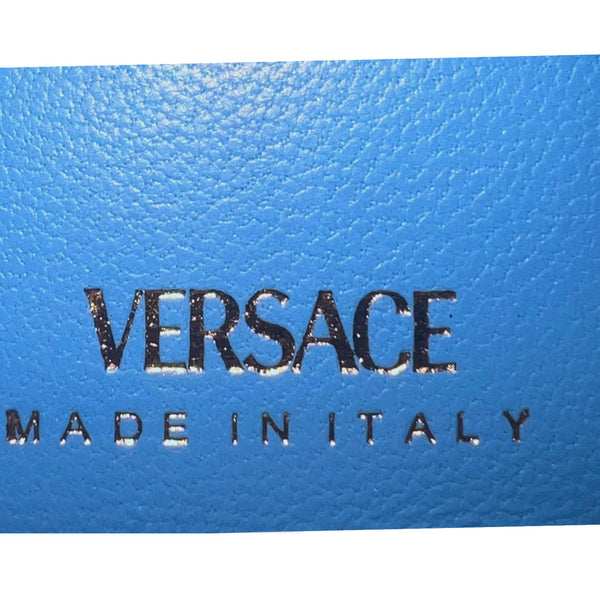 Versace La Medusa Blue Quilted Lamb Leather Compact Snap Wallet in Blue, authentic new wallet, image 5