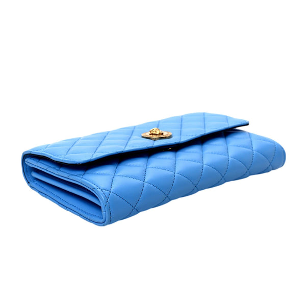 Versace La Medusa Blue Quilted Lamb Leather Crossbody Clutch Bag in Blue, authentic new handbag, image 4