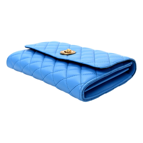 Versace La Medusa Blue Quilted Lamb Leather Crossbody Clutch Bag in Blue, authentic new handbag, image 3