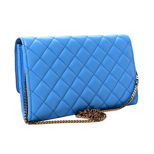 Versace La Medusa Blue Quilted Lamb Leather Crossbody Clutch Bag in Blue, authentic new handbag, image 2
