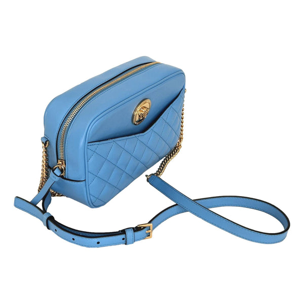 Versace La Medusa Blue Quilted Lamb Leather Medium Crossbody Bag in Blue, authentic new handbag, image 2