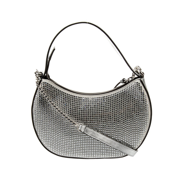 Versace La Medusa Crystal Half Moon Hobo Shoulder Crossbody Bag Silver in Silver, authentic new handbag, image 3