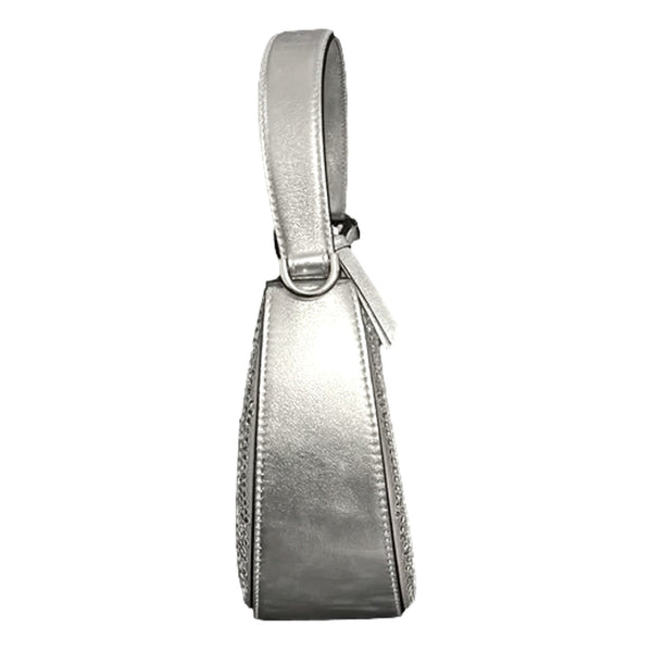 Versace La Medusa Crystal Half Moon Hobo Shoulder Crossbody Bag Silver in Silver, authentic new handbag, image 7