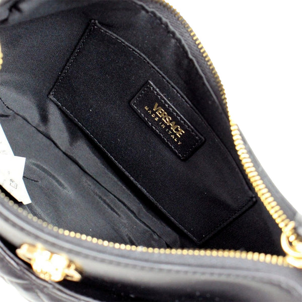 Versace La Medusa Half Moon Hobo Shoulder Crossbody Bag Black Leather in Black, authentic new handbag, image 6