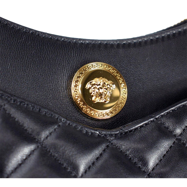 Versace La Medusa Half Moon Hobo Shoulder Crossbody Bag Black Leather in Black, authentic new handbag, image 5