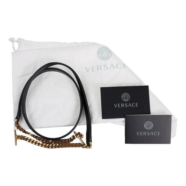 Versace La Medusa Half Moon Hobo Shoulder Crossbody Bag Black Leather in Black, authentic new handbag, image 7