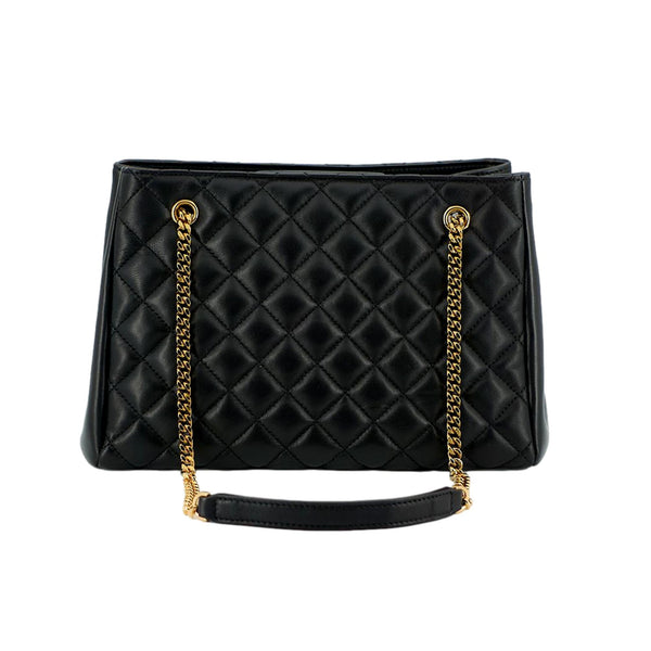 Versace La Medusa Black Quilted Nappa Leather Large Tote Bag in Black, authentic new handbag, image 3