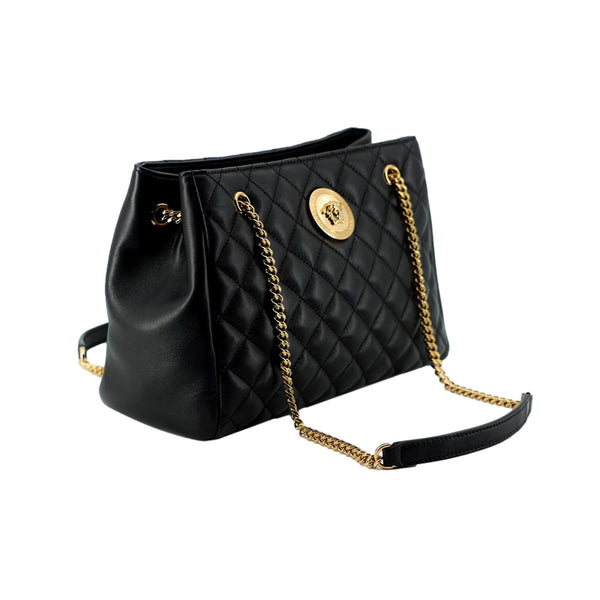 Versace La Medusa Black Quilted Nappa Leather Large Tote Bag in Black, authentic new handbag, image 4