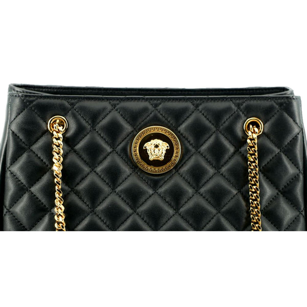 Versace La Medusa Black Quilted Nappa Leather Large Tote Bag in Black, authentic new handbag, image 5