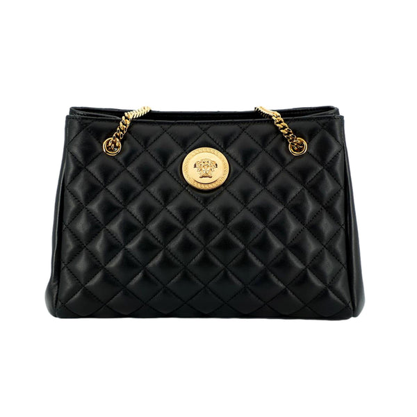 Versace La Medusa Black Quilted Nappa Leather Large Tote Bag in Black, authentic new handbag, image 2