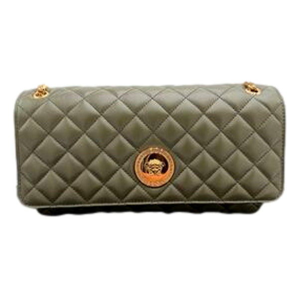 Versace La Medusa Olive Green Quilted Lambskin Chain Crossbody Bag in Olive Green, authentic new handbag, image 2