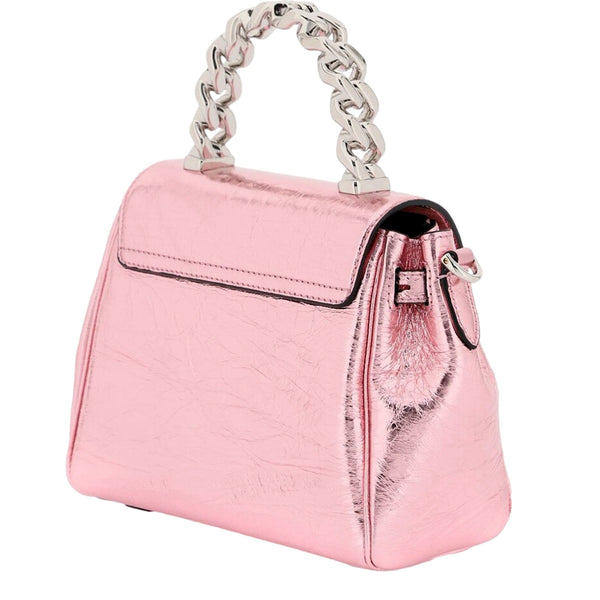 Versace La Medusa Metallic Pink Mini Top Handle Bag Chain Crossbody in Pink Metallic, authentic new handbag, image 3