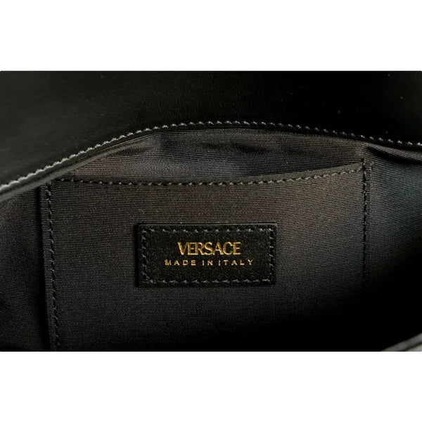 Versace La Medusa Quilted Black Calfskin Leather Crossbody Bag Gold Chain in Black, authentic new handbag, image 7