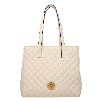Versace La Medusa Quilted Tote Bag Ivory Leather Gold Hardware in Ivory, authentic new handbag, image 5