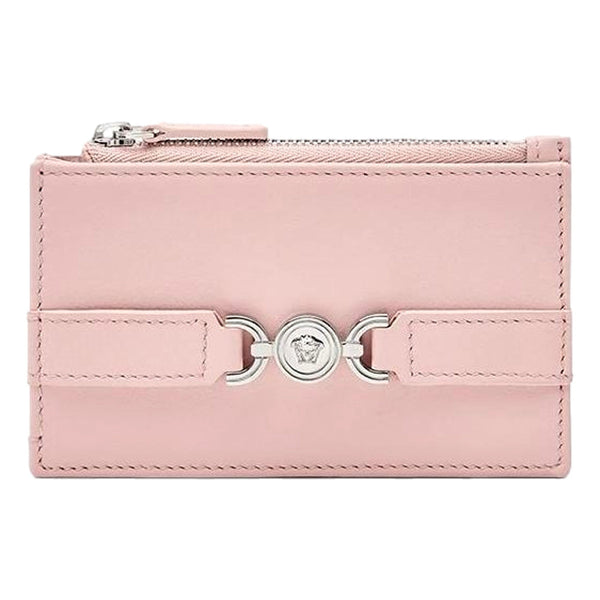 Versace Medusa 95 Dusty Pink Leather Zipper Card Holder Slim Wallet in Dusty Pink, authentic new wallet, image 1