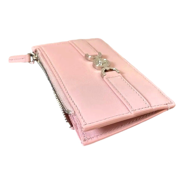 Versace Medusa 95 Dusty Pink Leather Zipper Card Holder Slim Wallet in Dusty Pink, authentic new wallet, image 2
