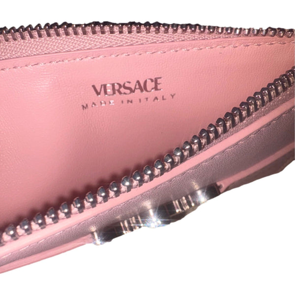 Versace Medusa 95 Dusty Pink Leather Zipper Card Holder Slim Wallet in Dusty Pink, authentic new wallet, image 4