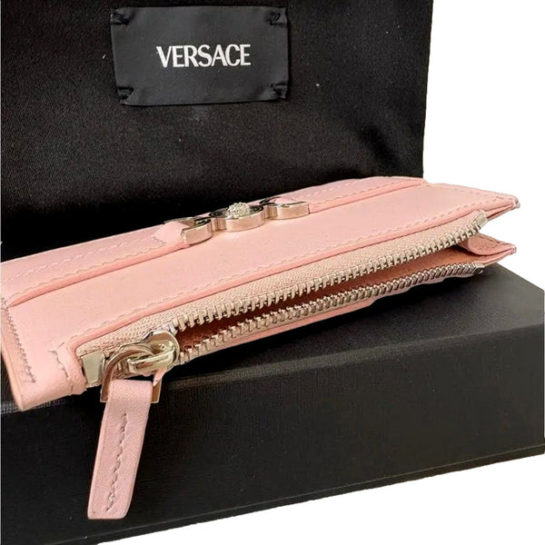 Versace Medusa 95 Dusty Pink Leather Zipper Card Holder Slim Wallet in Dusty Pink, authentic new wallet, image 5
