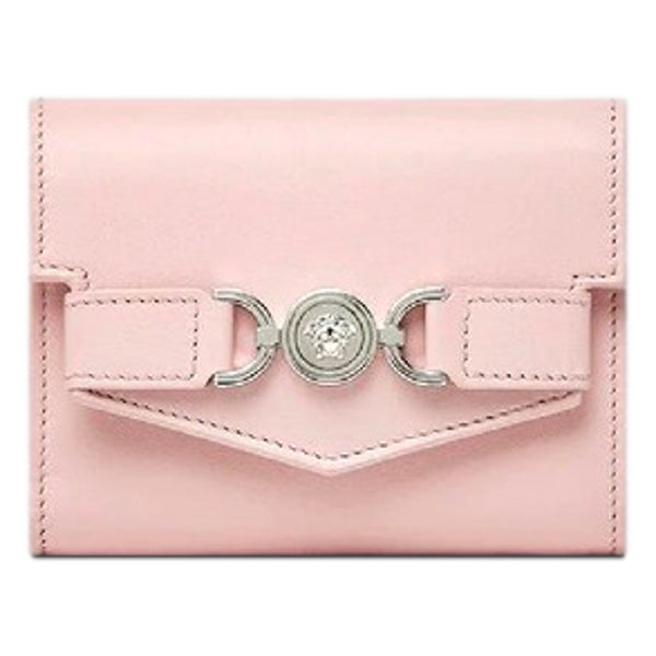 Versace Medusa 95 Dusty Pink Calfskin Tri Fold Wallet Card Holder in Dusty Pink, authentic new wallet, image 1
