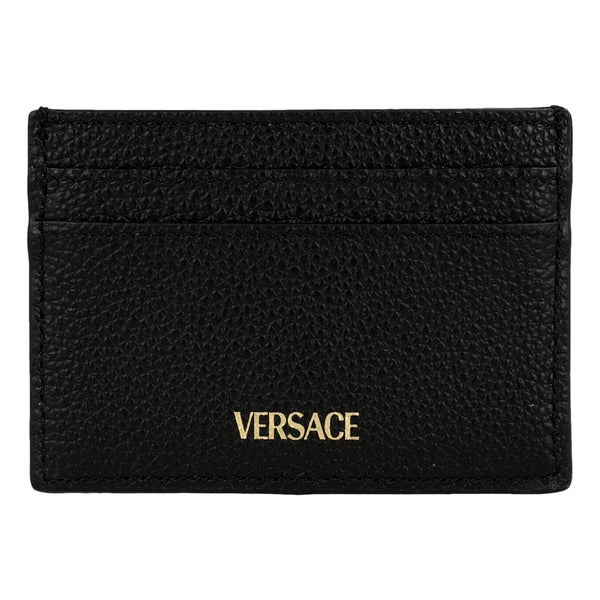 Versace Medusa Head Leather Card Holder Wallet in Black and Gold in Black, authentic new wallet, image 2