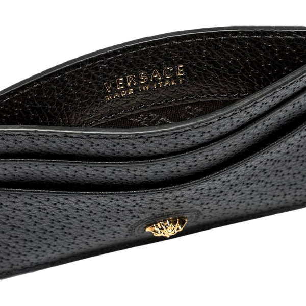 Versace Medusa Head Leather Card Holder Wallet in Black and Gold in Black, authentic new wallet, image 3