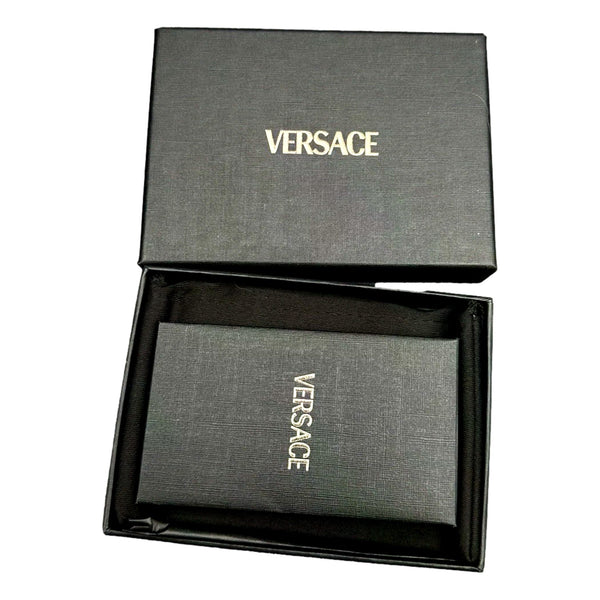 Versace Medusa Head Leather Card Holder Wallet in Black and Gold in Black, authentic new wallet, image 5