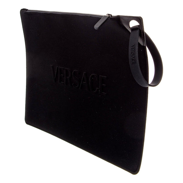 Versace Black Nylon Portfolio Wristlet Pouch in Black, authentic new handbag, image 5