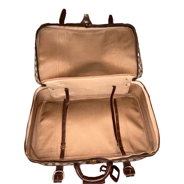 Gucci Vintage GG Monogram Canvas Travel Suitcase with Web Stripe and Leather Trim in GG Monogram and Brown with Web Stripe, a