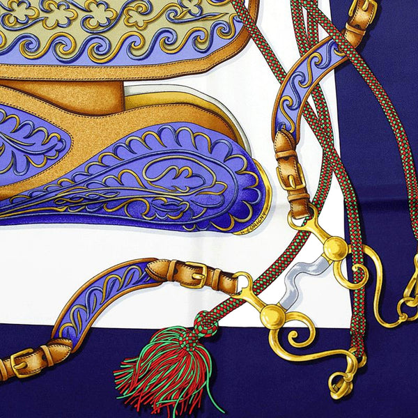Hermès Festival scarf, lower saddle and tassel detail
