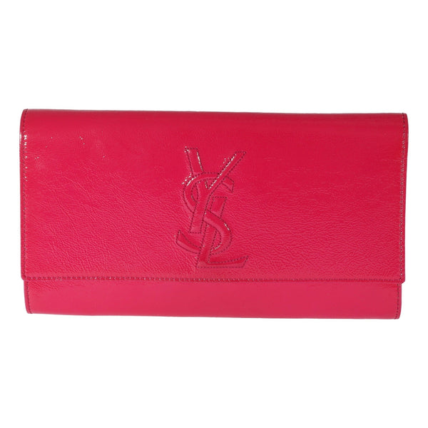 Yves Saint Laurent Belle de Jour Pink Patent Leather Clutch in Pink, authentic pre-loved handbag, image 1