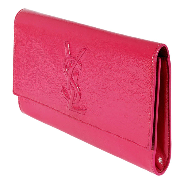 Yves Saint Laurent Belle de Jour Pink Patent Leather Clutch in Pink, authentic pre-loved handbag, image 2