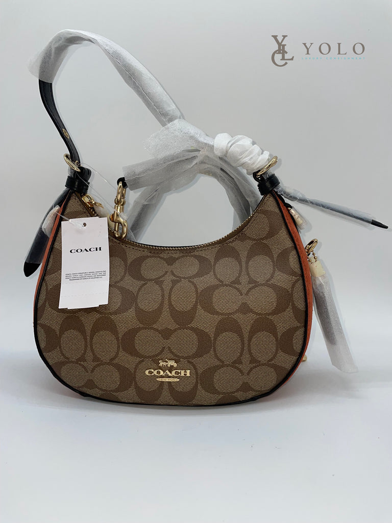 Coach Harley Hobo in Signature Gold/Brown/Black
